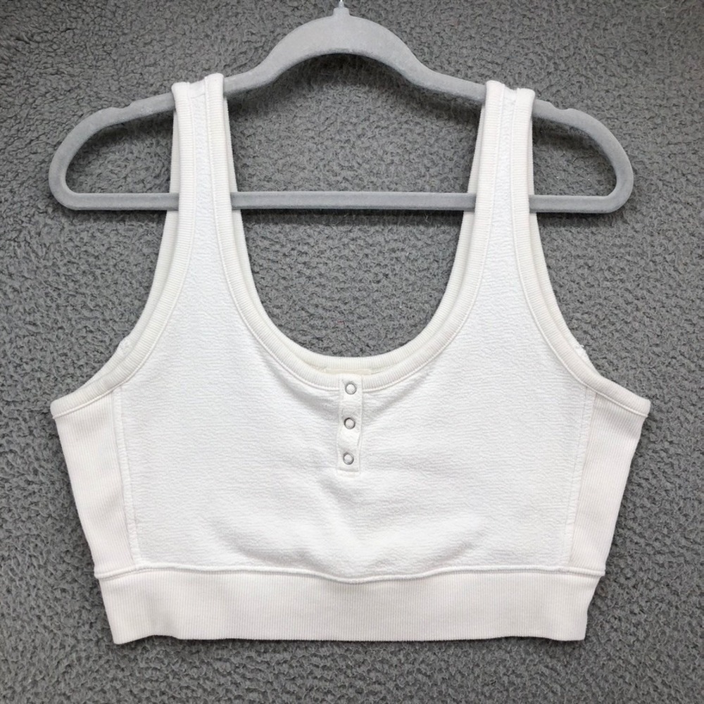 Aerie Button Front Bralette Womens Medium White Cropped Lounge